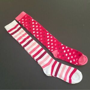 Knee High Socks Striped Polka Dot Women’s Colorful Women’s Socks Set of 2